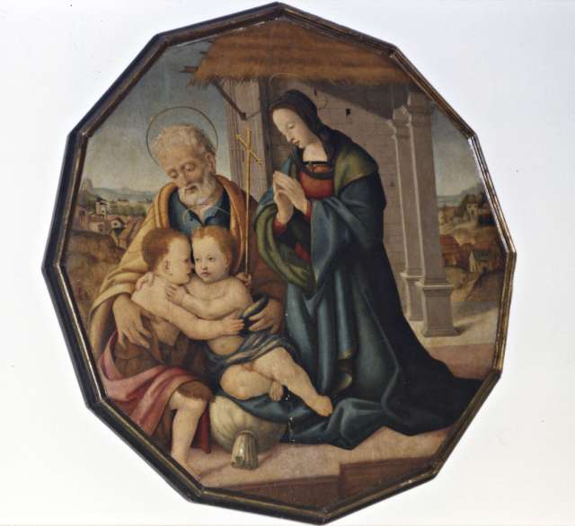 Anonimo — Bernardo di Leonardo - sec. XV/ XVI - Adorazione del Bambino con san Giovannino e san Giuseppe — insieme